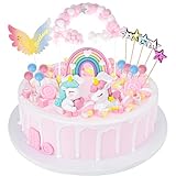 Catelves 20 Stück Einhorn Tortendeko, Mädchen, Kuchendeko, Regenbogen, Torte Deko, Kuchen