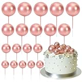 ASTARON 20 Stück Tortendeko Kugeln Cake Topper, Mini-Ballons Tortenaufleger für Hochzeit Party Babyparty Geburtstag Torte Dekorieren(Roségold)