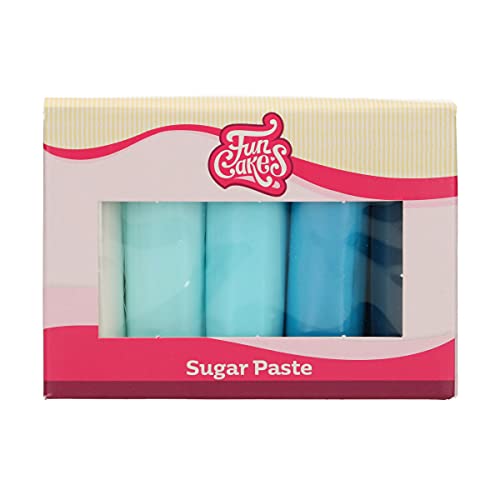 FunCakes Fondant Multipack Blue Einfach zu bedienen, glatt, flexibel, weich und biegsam, perfekt zum Dekorieren von Kuchen, halal, koscher und...