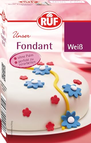 RUF Fondant weiß, zum Formen von Figuren, Blumen und Buchstaben geeignet, Modellierfondant, Rollfondant, ohne Palmöl, glutenfrei und vegan, 250g...