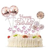 17 Stück Tortendeko Geburstagstorte, Happy Birthday Kuchendeko, tortendeko Gold, Glitter Cake Topper Happy Birthday, Cupcake Topper mit Sternen Liebe...